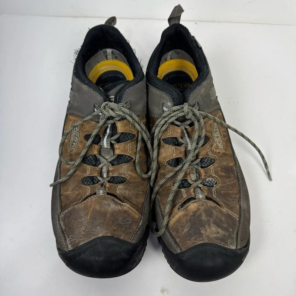Keen Mens Brown Leather Low Top Shoes Outdoor Hiking Working